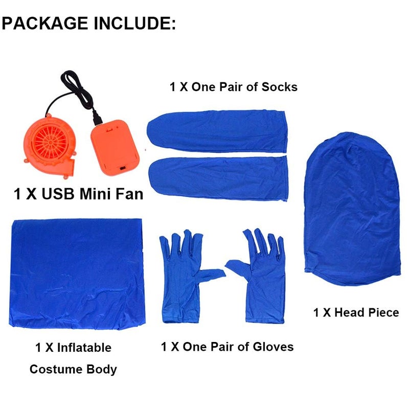 RHYTHMARTS Blue Inflatable Costume Full Body Suit Inflatable Halloween Costumes Fancy Dress for Adult (Blue) - Image 5